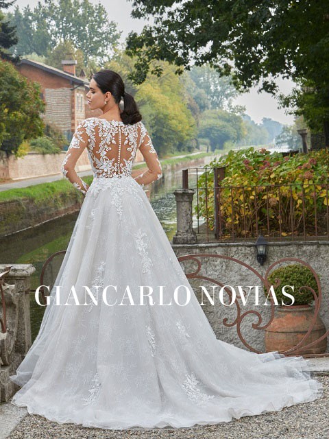 Vestidos de novia online con manga larga transparente